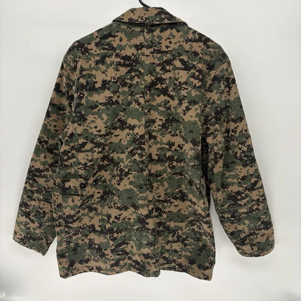 Vintage Levis Digital Camo Corduroy Chore Jacket Hidden Button Rare Y2K Men M